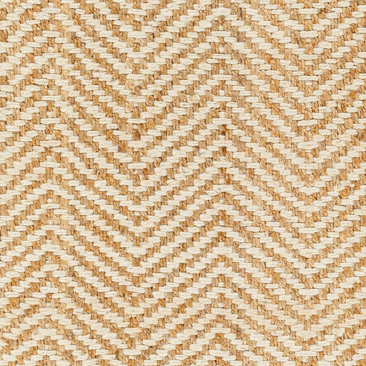 Hand Woven Ivory and Gold Textured Chevron Design Multi Size Jute Area Rug - The Rug Decor