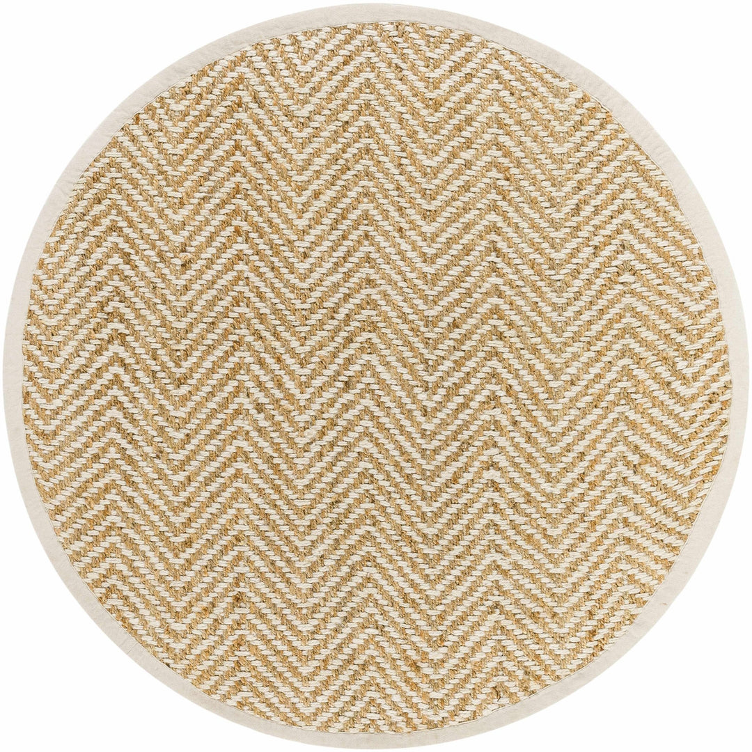 Hand Woven Ivory and Gold Textured Chevron Design Multi Size Jute Area Rug - The Rug Decor