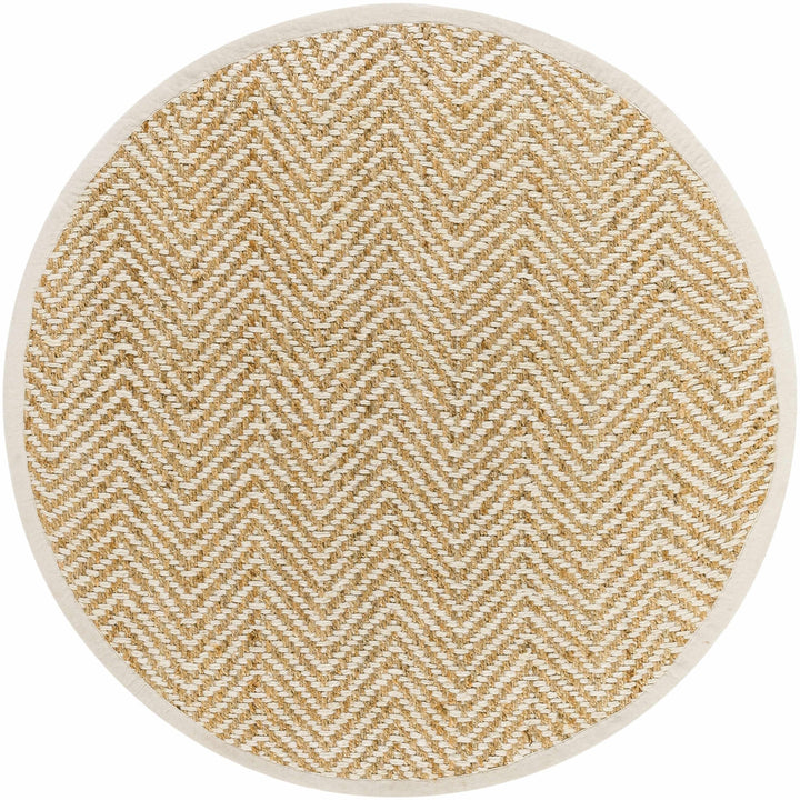 Hand Woven Ivory and Gold Textured Chevron Design Multi Size Jute Area Rug - The Rug Decor
