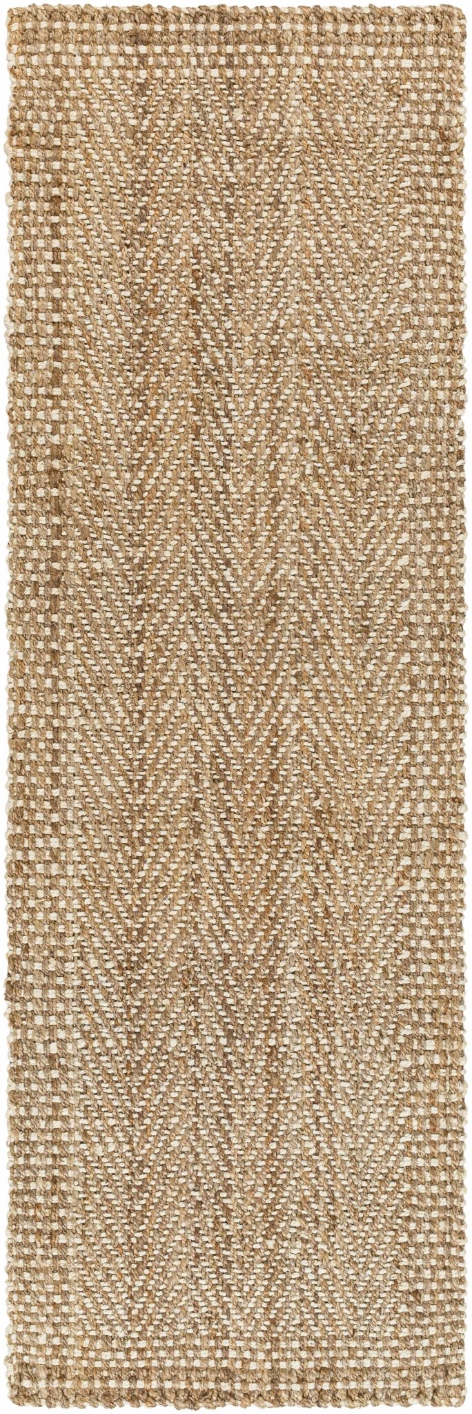 Hand Woven Ivory and Natural brown Chevron design Jute Braided Multi Size Rug - The Rug Decor