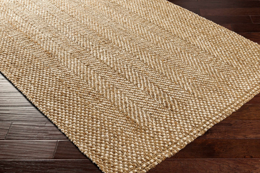 Hand Woven Ivory and Natural brown Chevron design Jute Braided Multi Size Rug - The Rug Decor