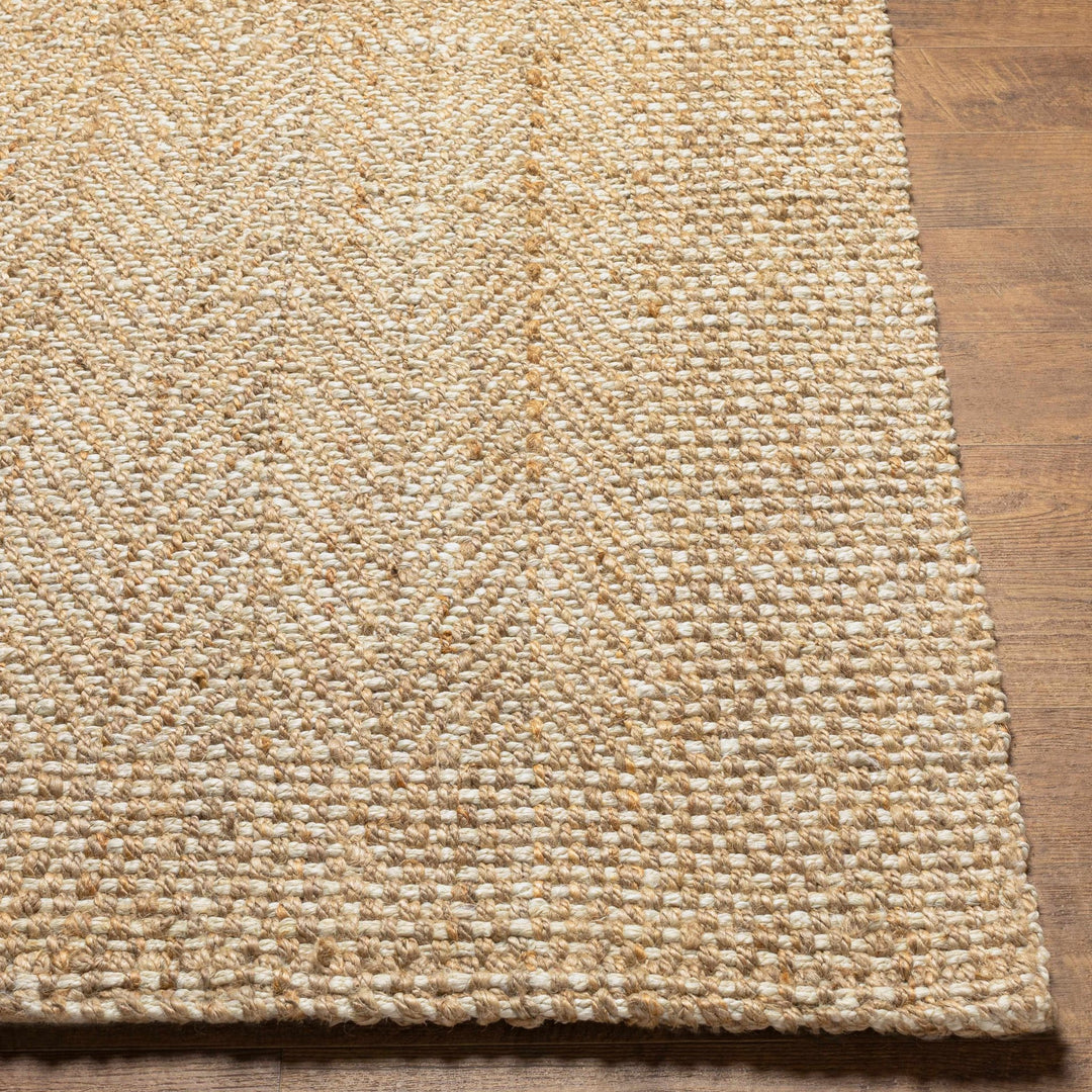 Hand Woven Ivory and Natural brown Chevron design Jute Braided Multi Size Rug - The Rug Decor