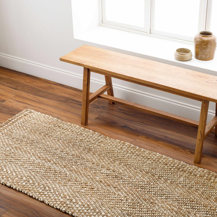 Hand Woven Ivory and Natural brown Chevron design Jute Braided Multi Size Rug - The Rug Decor
