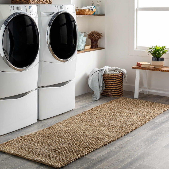 Hand Woven Ivory and Tan Natural Jute textured Multi size Area Rug - The Rug Decor