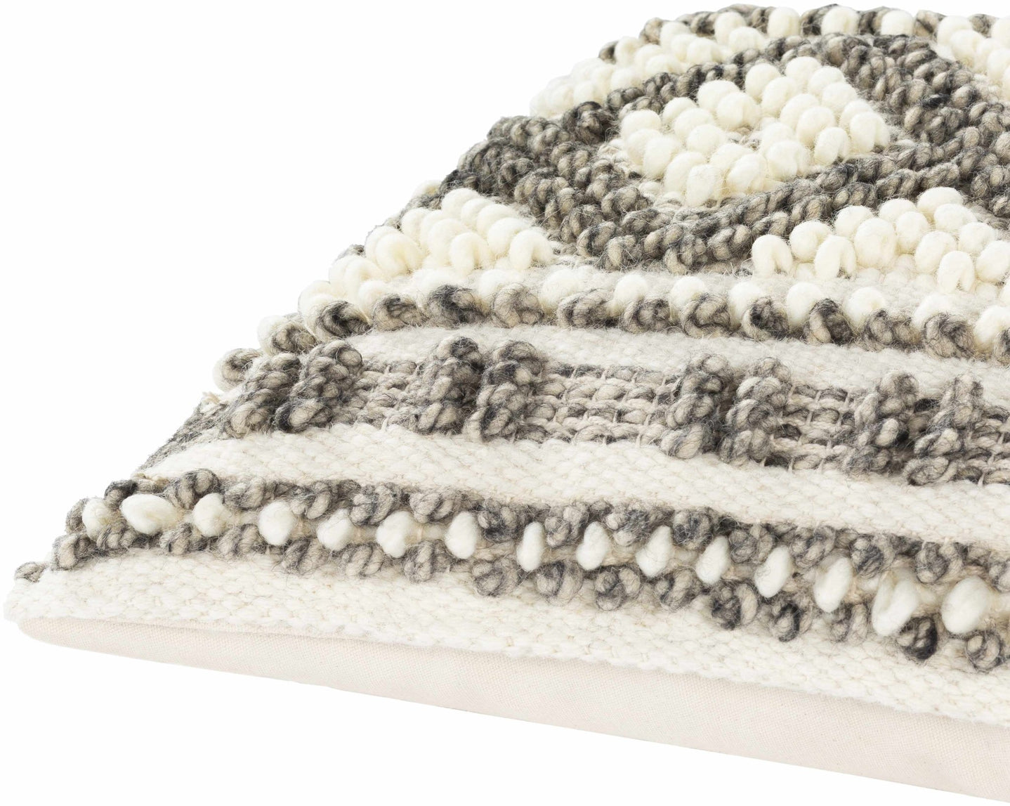 Hand Woven Ivory and Taupe Geometrical Trellis Design Square Throw Pillow - The Rug Decor