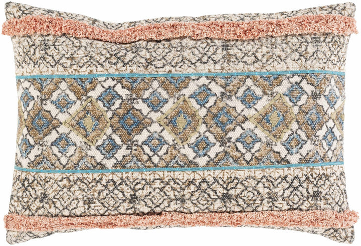Hand Woven Ivory, Brown and Charcoal Diamond Pattern Lumbar Pillow - The Rug Decor
