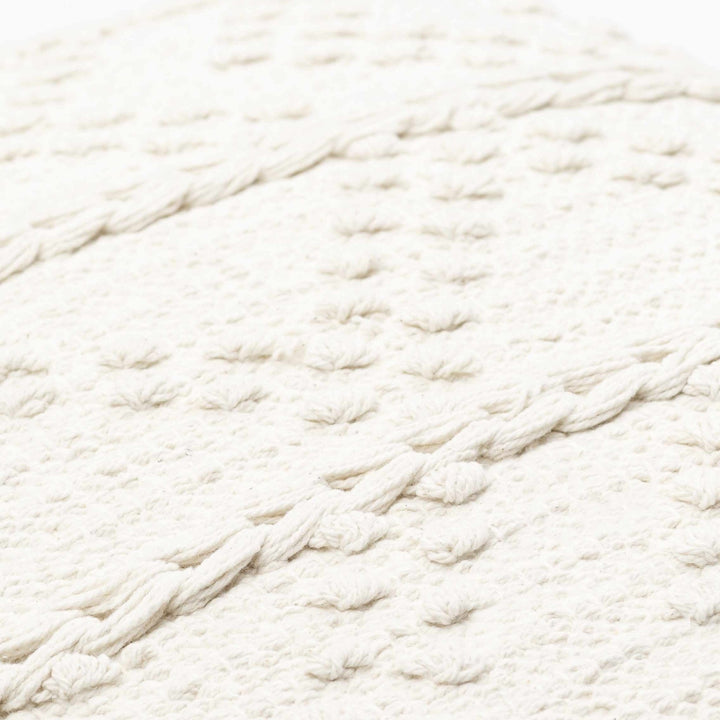 Hand Woven Ivory Textured Crochet Chevron Design Cotton Square Throw Pillow - The Rug Decor