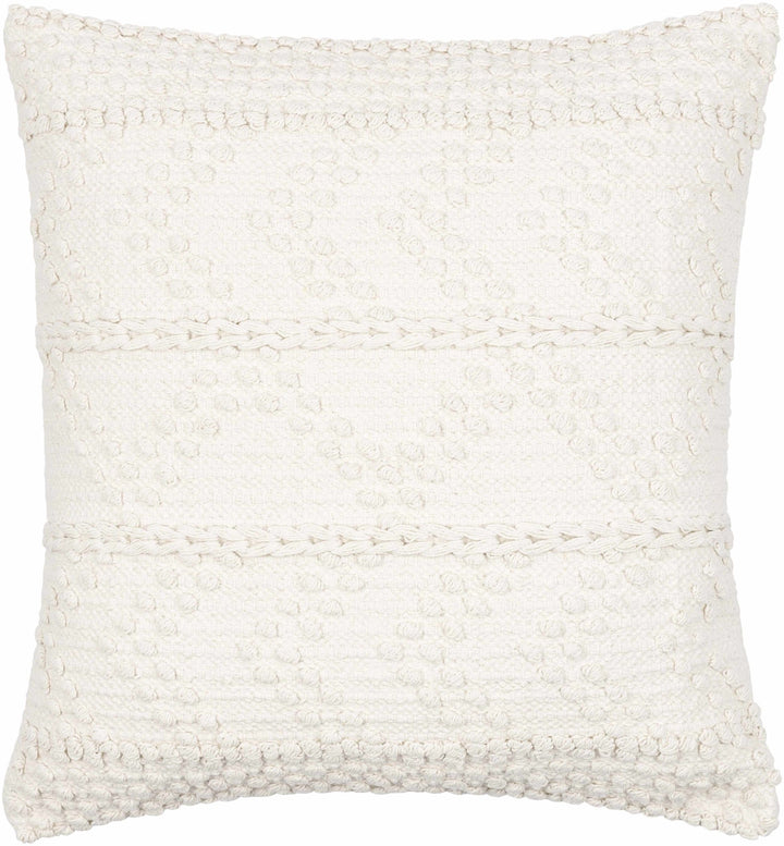Hand Woven Ivory Textured Crochet Chevron Design Cotton Square Throw Pillow - The Rug Decor