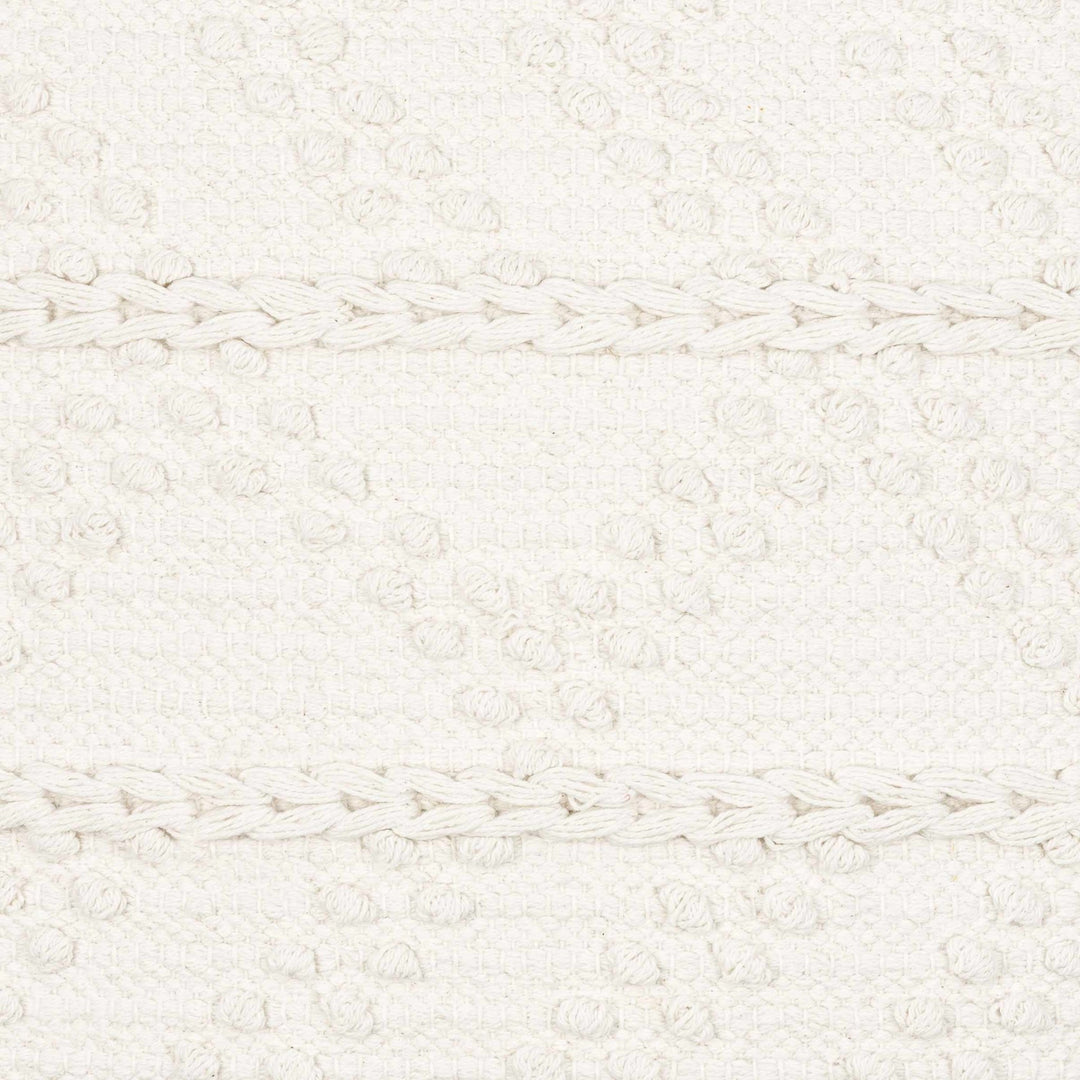 Hand Woven Ivory Textured Crochet Chevron Design Cotton Square Throw Pillow - The Rug Decor