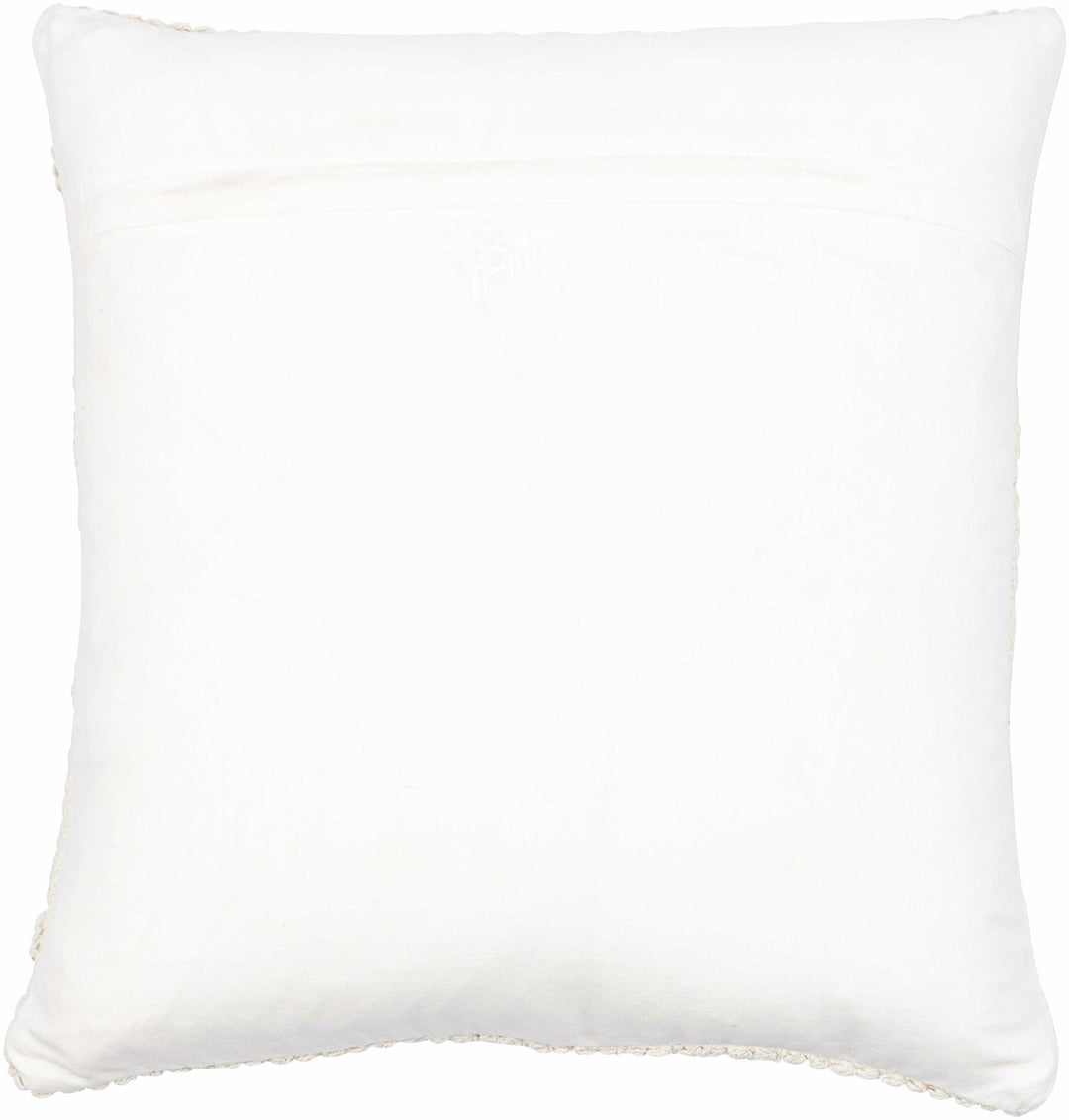 Hand Woven Ivory Textured Crochet Chevron Design Cotton Square Throw Pillow - The Rug Decor
