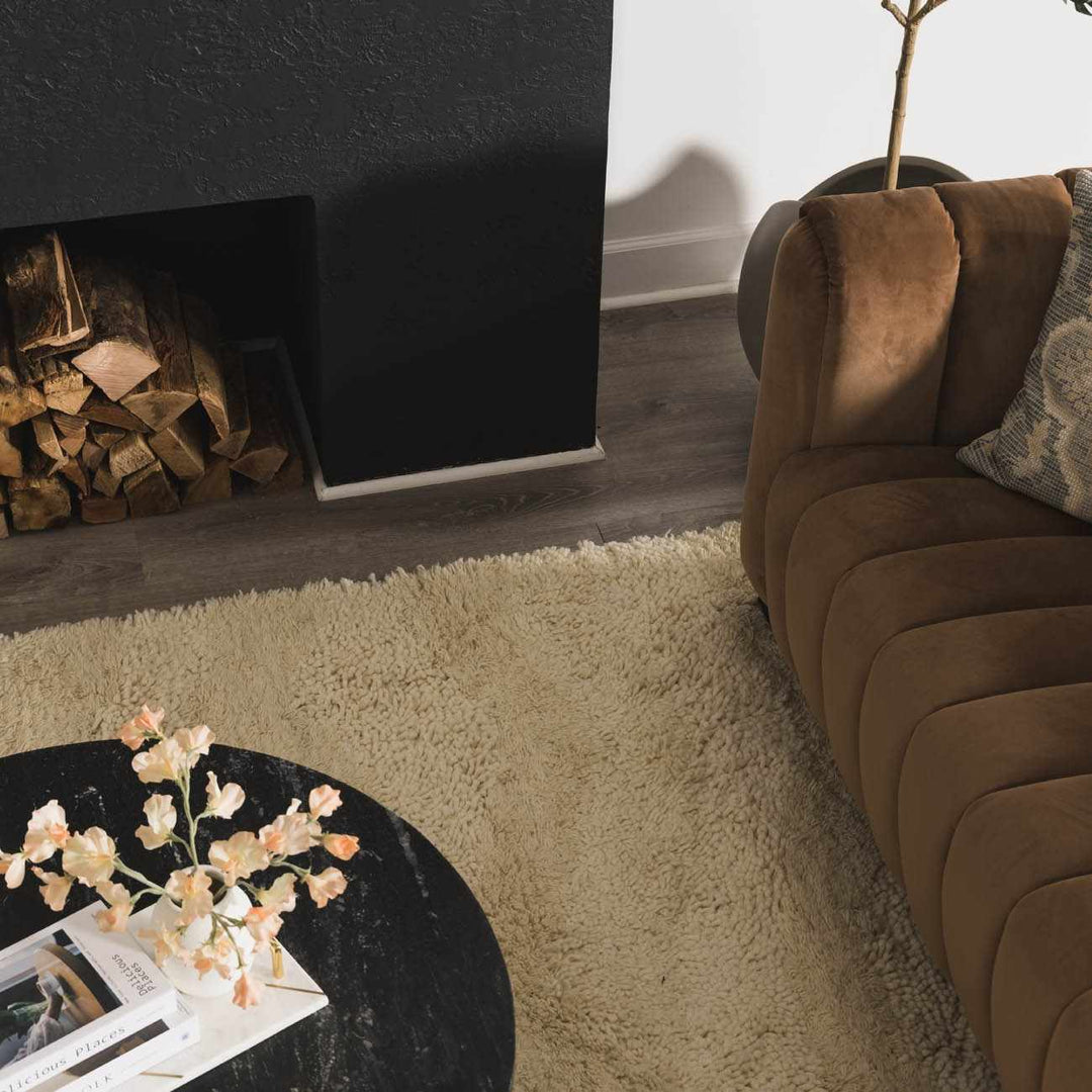 Hand Woven Kettering Plus Modern Solid Cream Wool Rug - The Rug Decor