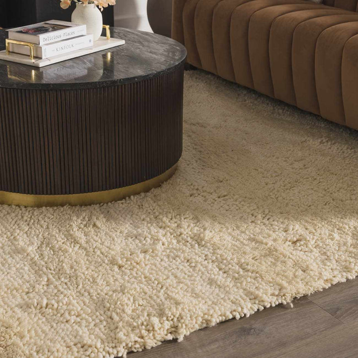 Hand Woven Kettering Plus Modern Solid Cream Wool Rug - The Rug Decor