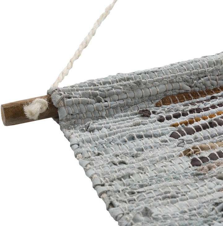 Hand Woven Modern Abstract Silver, Camel, Brown and Charcoal leather Wall Hanging, Perfect for Home decor - The Rug Decor