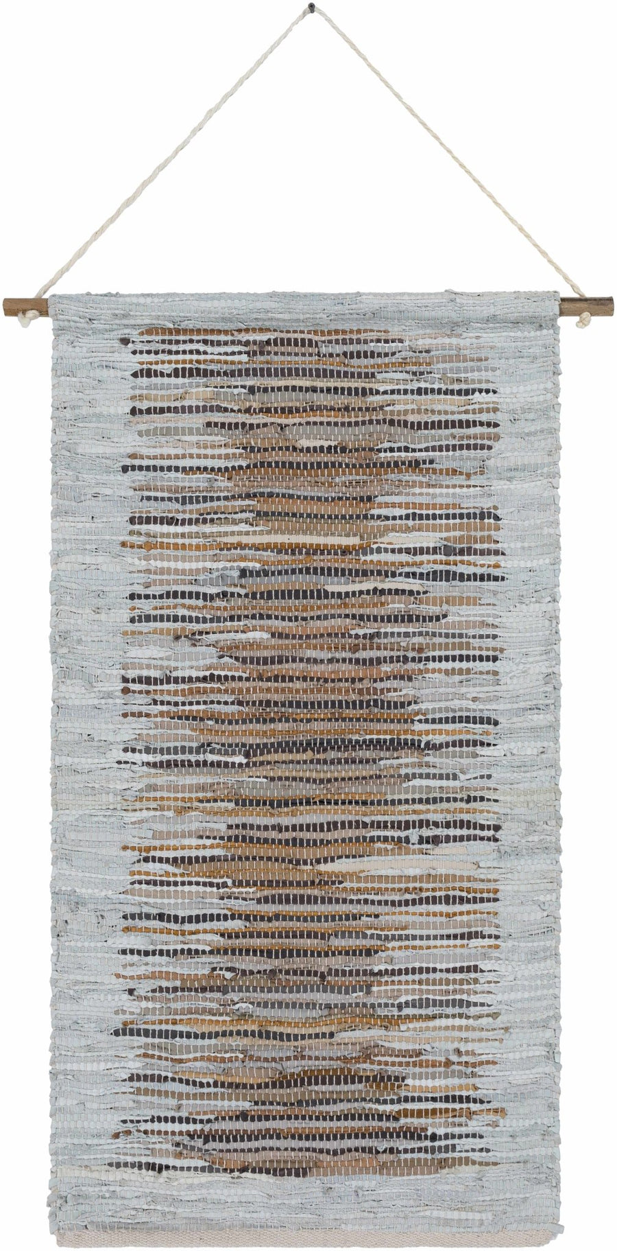 Hand Woven Modern Abstract Silver, Camel, Brown and Charcoal leather Wall Hanging, Perfect for Home decor - The Rug Decor