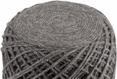 Hand Woven Modern Cylindrical Charcoal Hard Nest Pouf - The Rug Decor