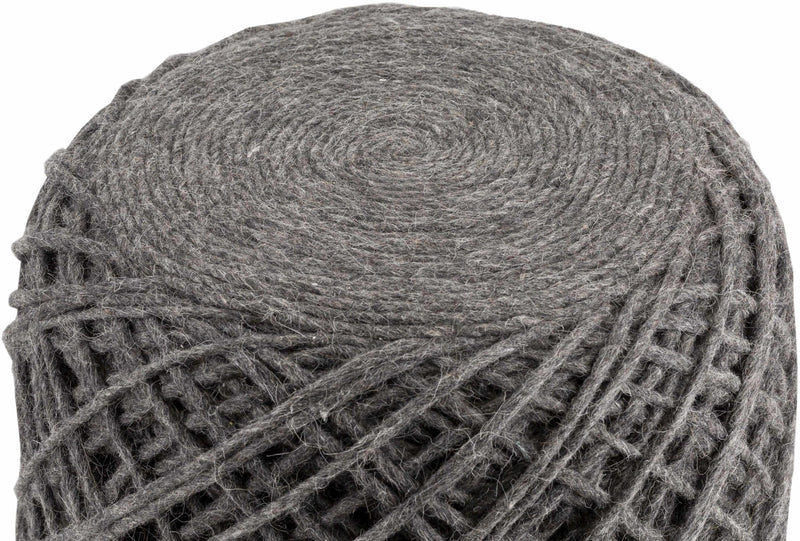 Hand Woven Modern Cylindrical Charcoal Hard Nest Pouf - The Rug Decor