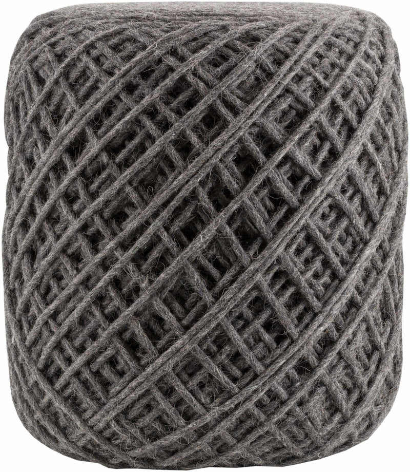 Hand Woven Modern Cylindrical Charcoal Hard Nest Pouf - The Rug Decor