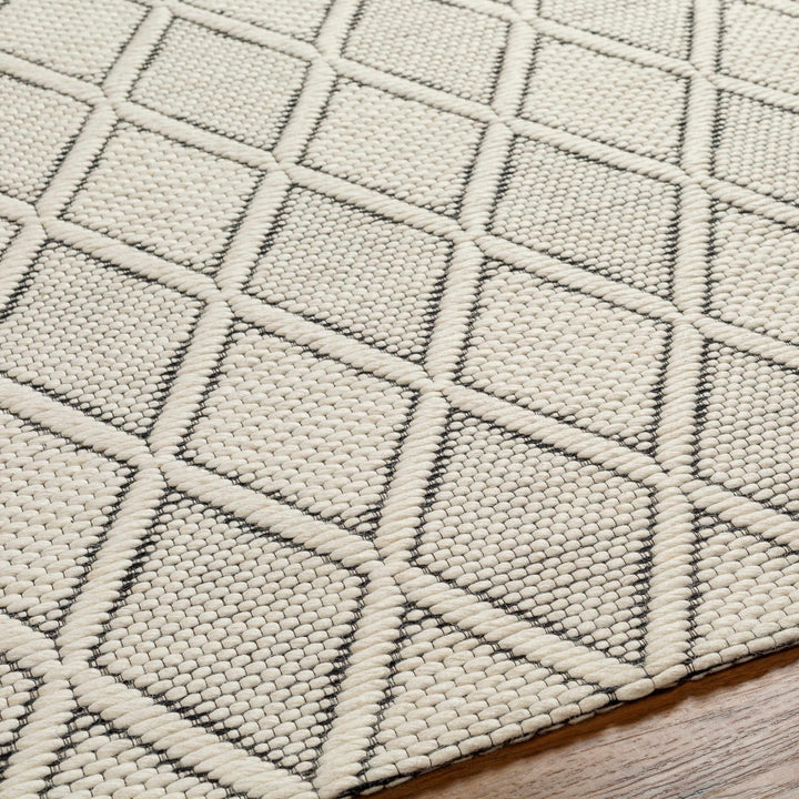 Hand Woven Modern Geometrical Beige and Black Wool Area Rug - The Rug Decor