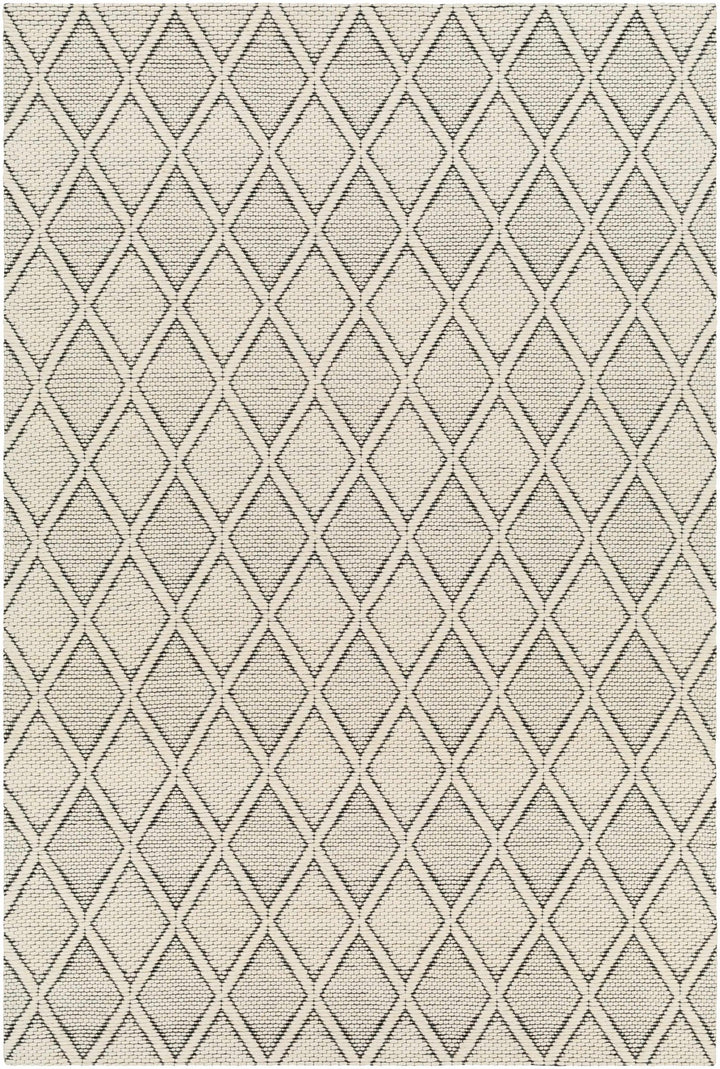 Hand Woven Modern Geometrical Beige and Black Wool Area Rug - The Rug Decor