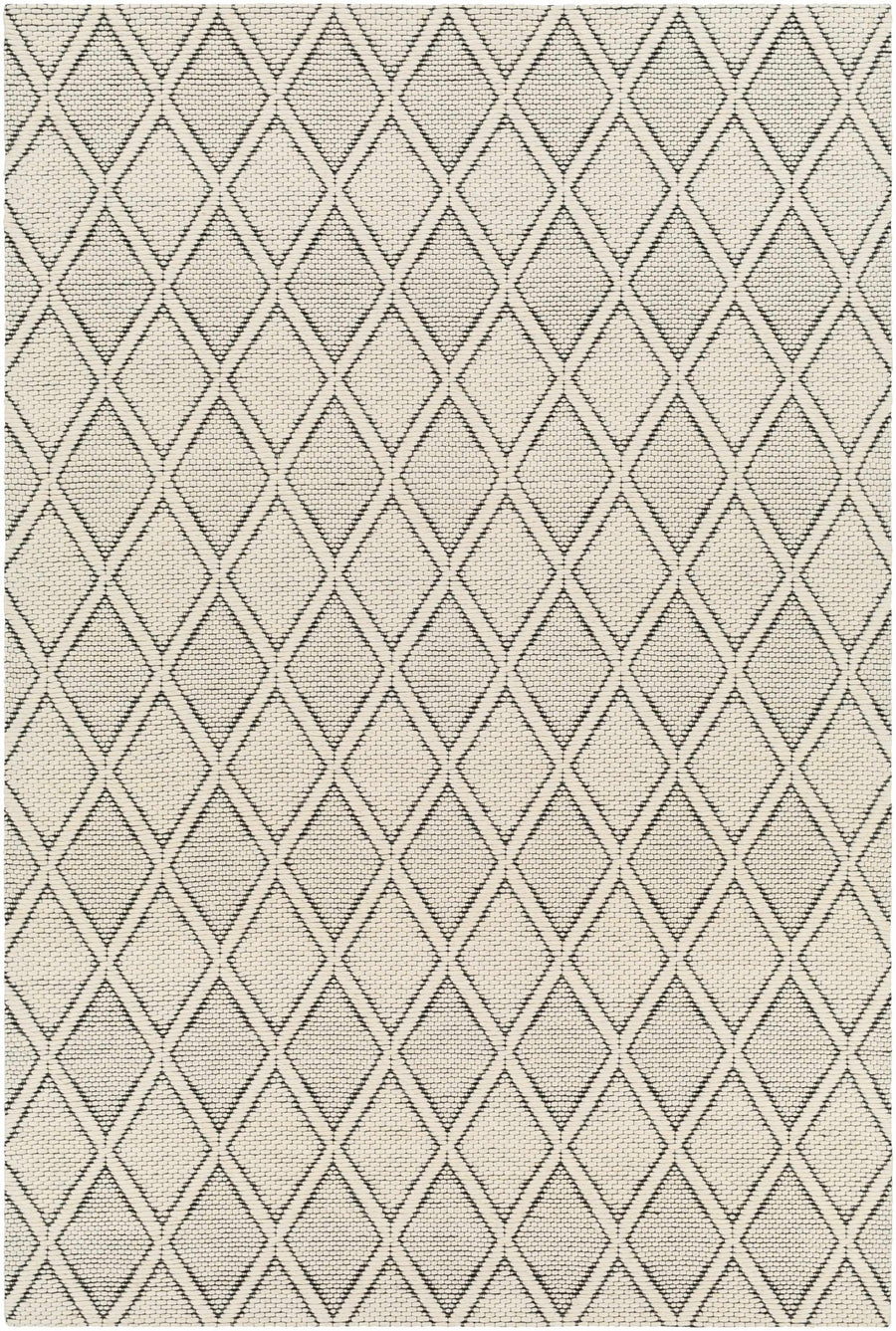 Hand Woven Modern Geometrical Beige and Black Wool Area Rug - The Rug Decor