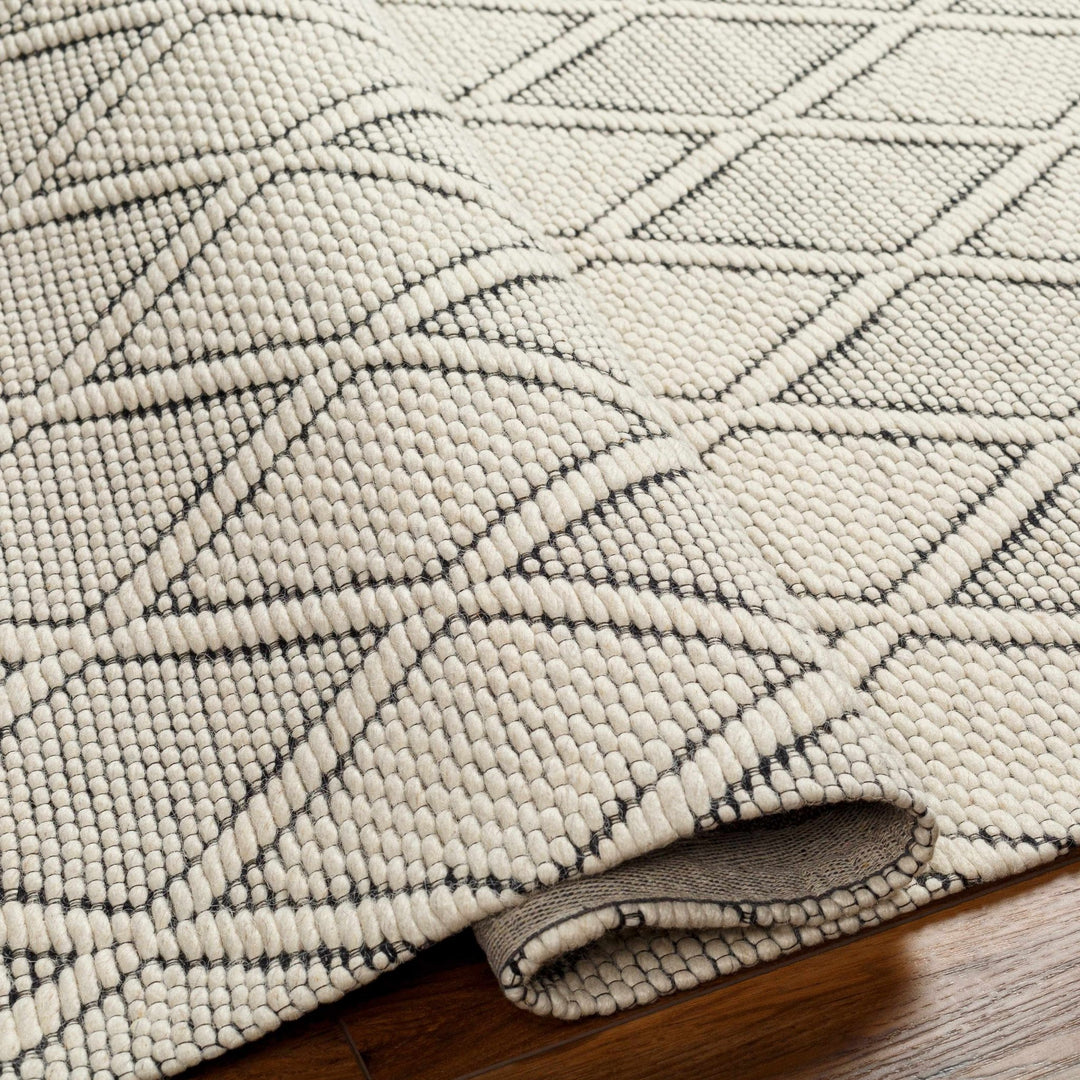Hand Woven Modern Geometrical Beige and Black Wool Area Rug - The Rug Decor