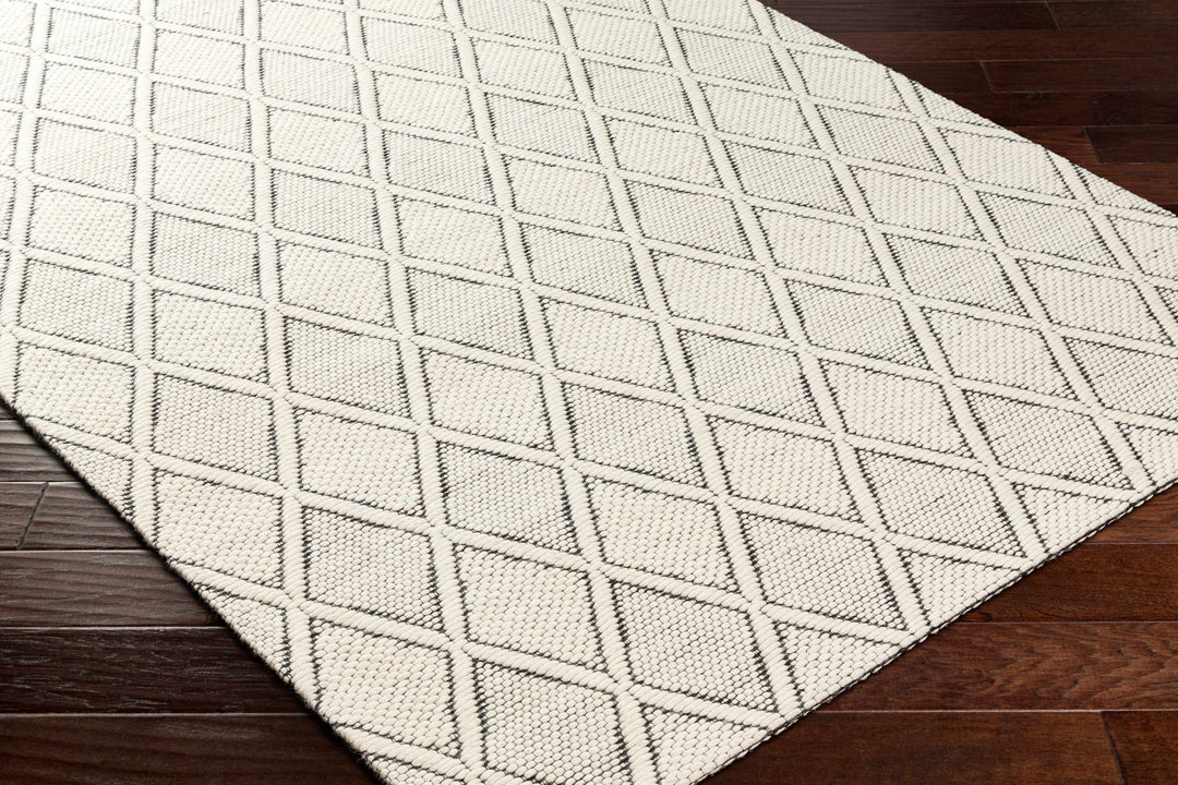 Hand Woven Modern Geometrical Beige and Black Wool Area Rug - The Rug Decor