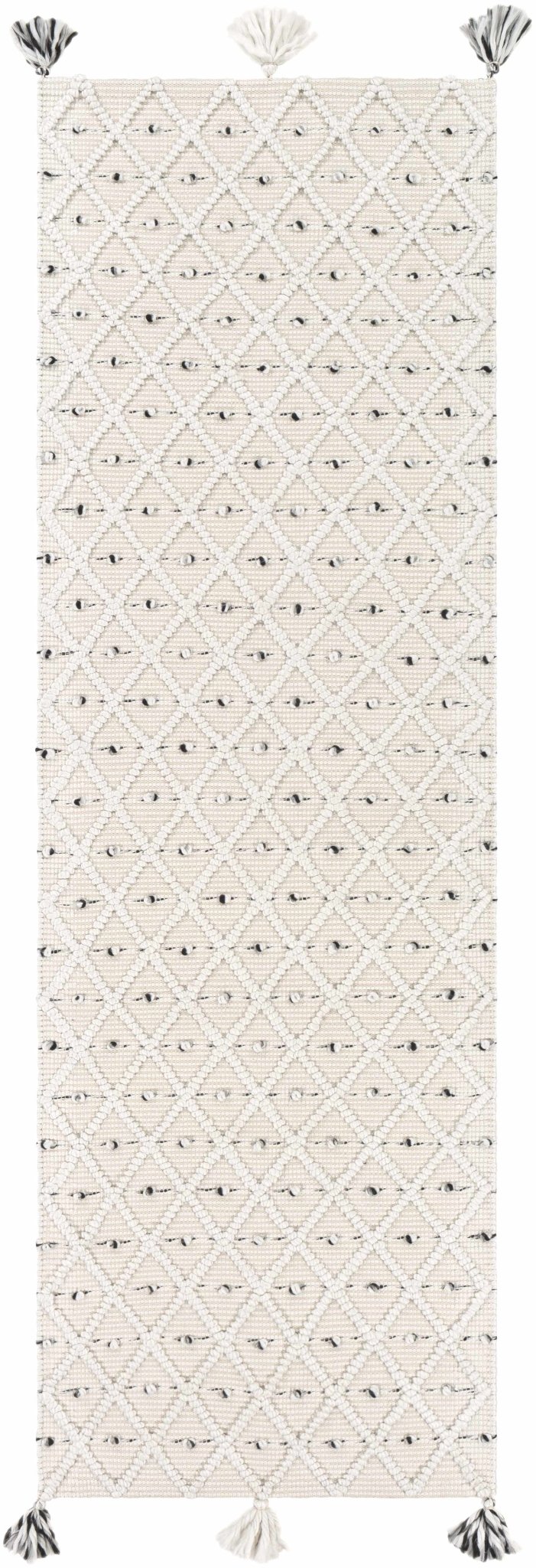 Hand Woven Modern Geometrical Beige and Charcoal Tassel Design rug - The Rug Decor