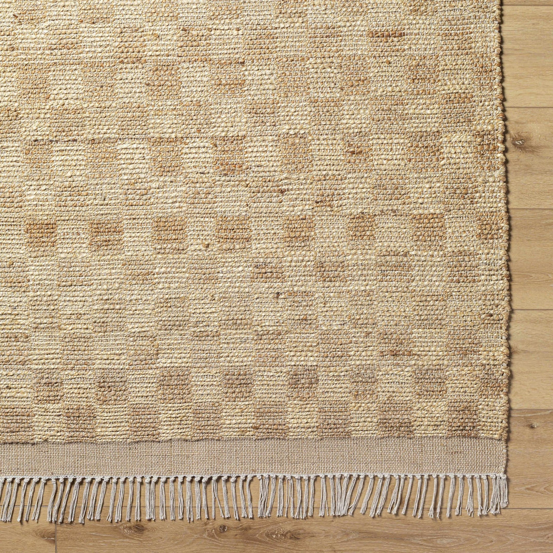 Hand Woven Modern Geometrical Ivory and Brown Checkered Jute Area Rug - The Rug Decor