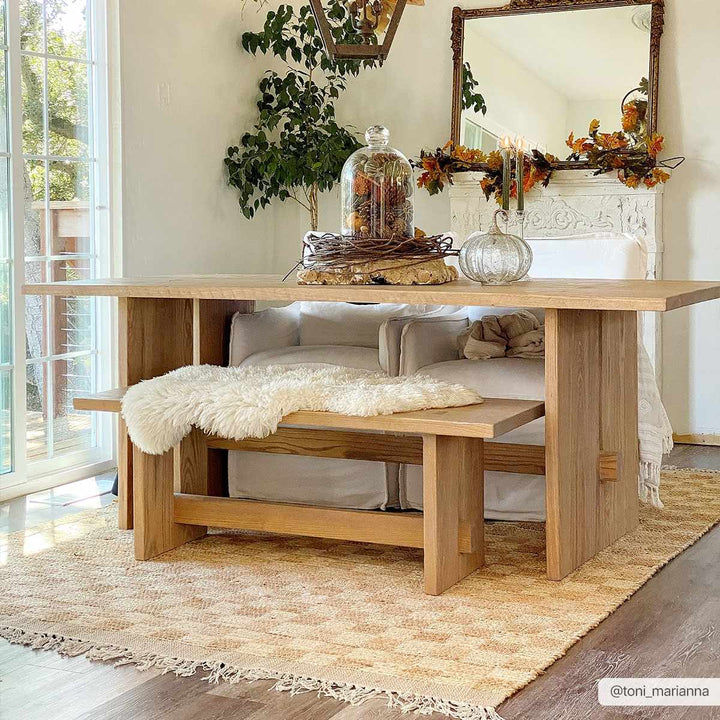 Hand Woven Modern Geometrical Ivory and Brown Checkered Jute Area Rug - The Rug Decor
