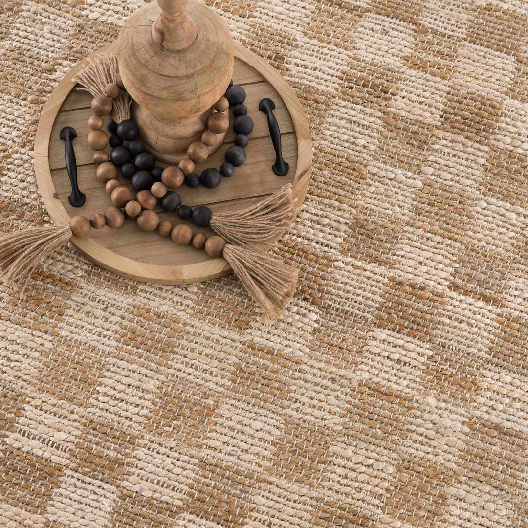 Hand Woven Modern Geometrical Ivory and Brown Checkered Jute Area Rug - The Rug Decor