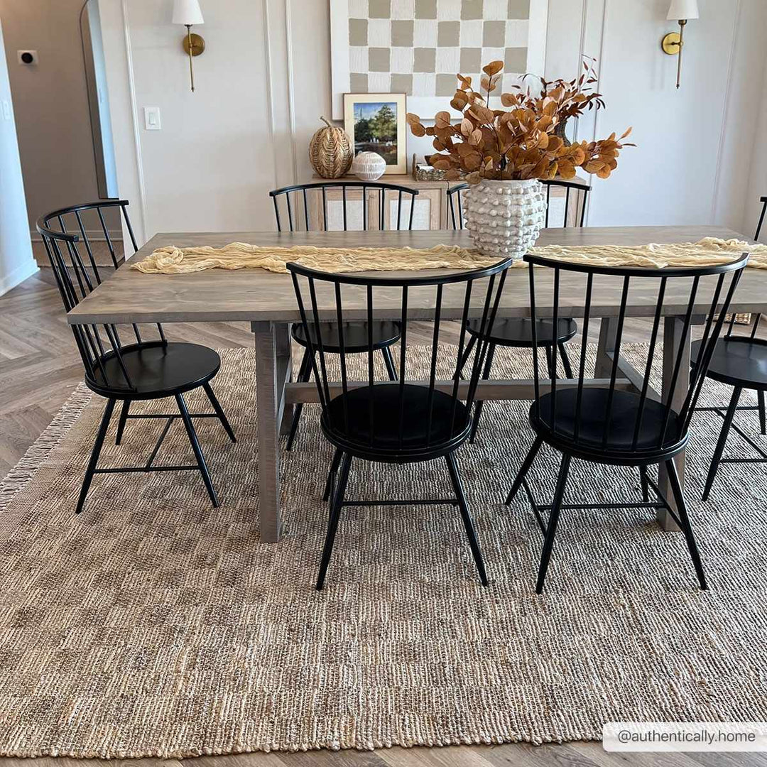 Hand Woven Modern Geometrical Ivory and Brown Checkered Jute Area Rug - The Rug Decor