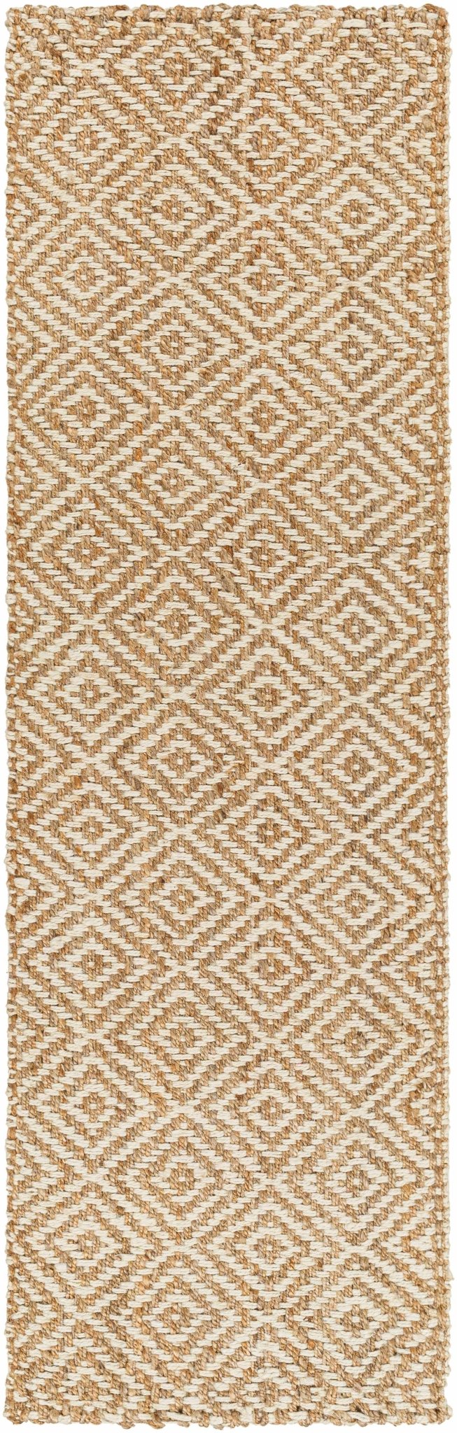 Hand Woven Modern Geometrical Ivory and Natural Brown Jute Multi size Area Rug - The Rug Decor