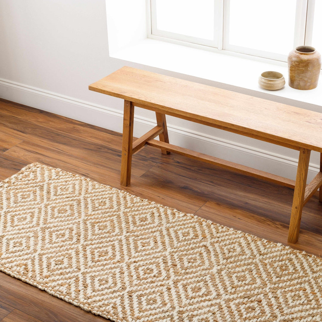 Hand Woven Modern Geometrical Ivory and Natural Brown Jute Multi size Area Rug - The Rug Decor
