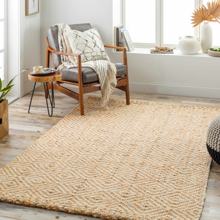 Hand Woven Modern Geometrical Ivory and Natural Brown Jute Multi size Area Rug - The Rug Decor