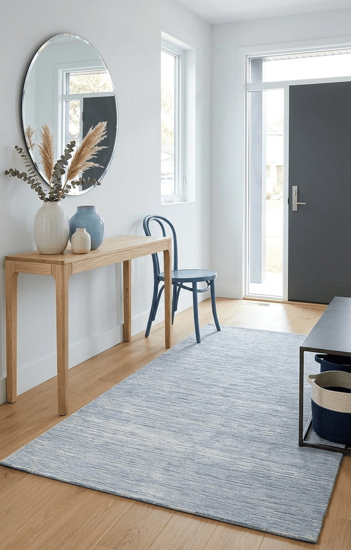 Hand Woven Modern Solid Silver Wool 5x8 Area Rug - The Rug Decor