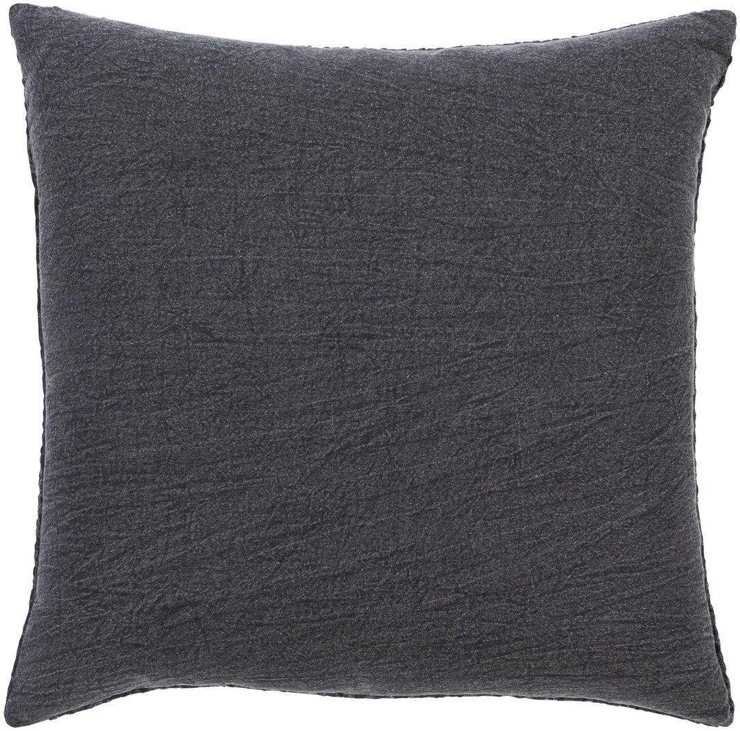 Hand Woven Modern Textured Charcoal Cotton Square Throw Pillow - The Rug Decor