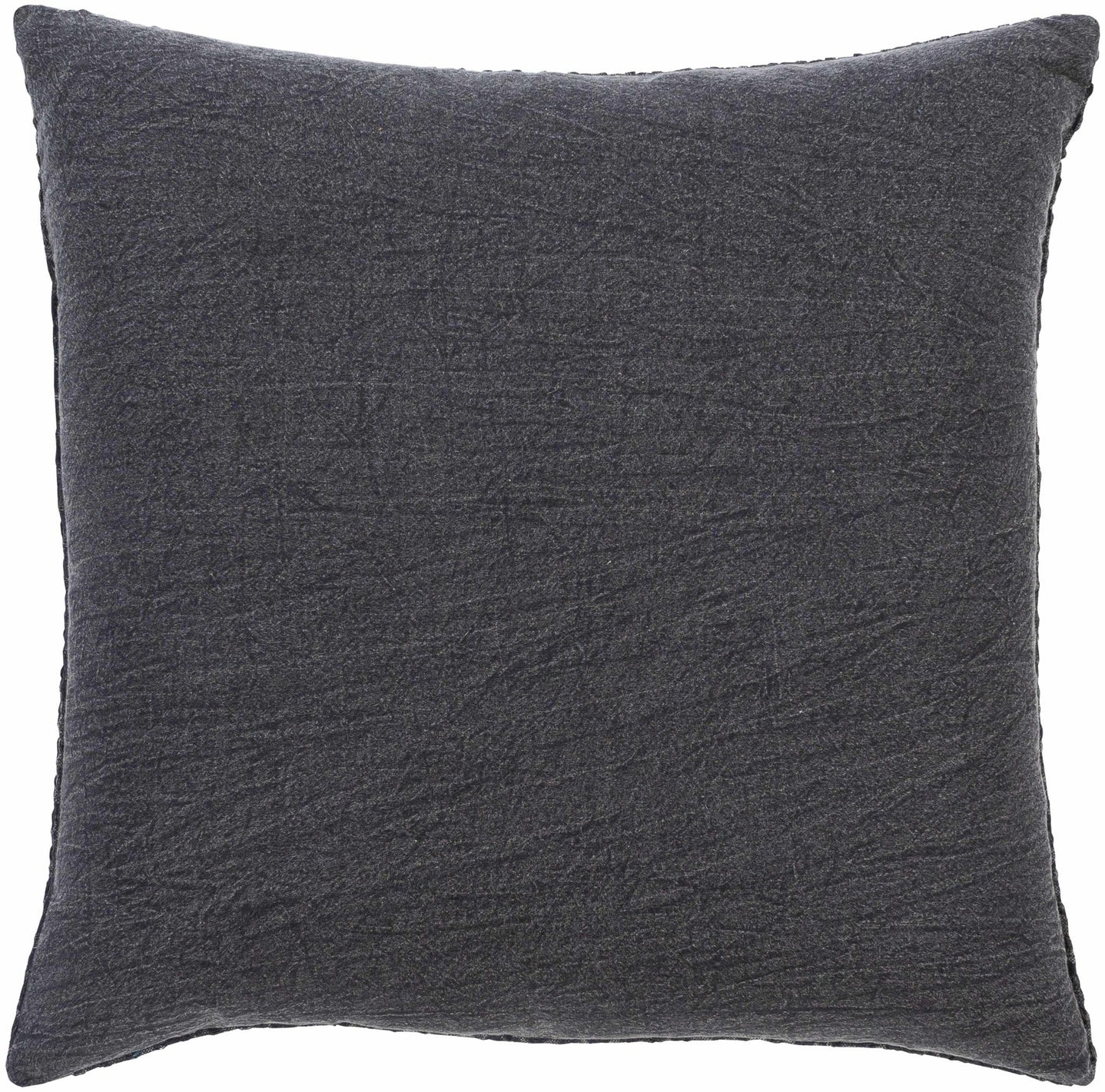 Hand Woven Modern Textured Charcoal Cotton Square Throw Pillow - The Rug Decor