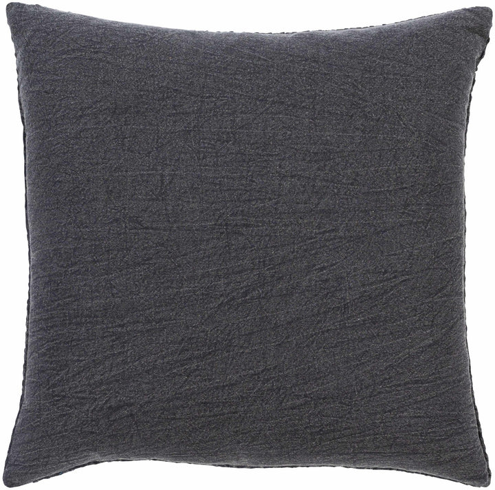 Hand Woven Modern Textured Charcoal Cotton Square Throw Pillow - The Rug Decor