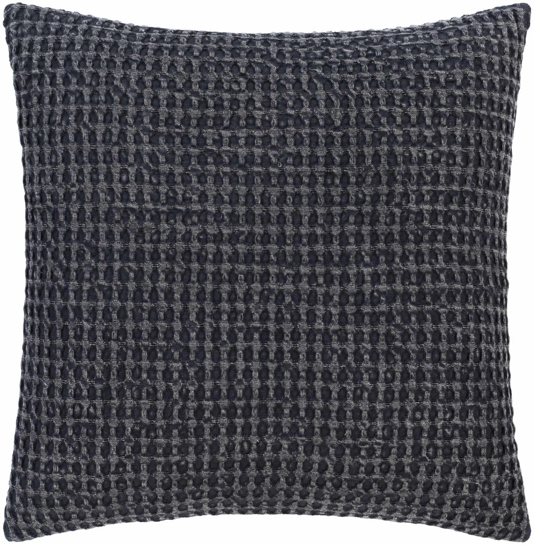Hand Woven Modern Textured Charcoal Cotton Square Throw Pillow - The Rug Decor