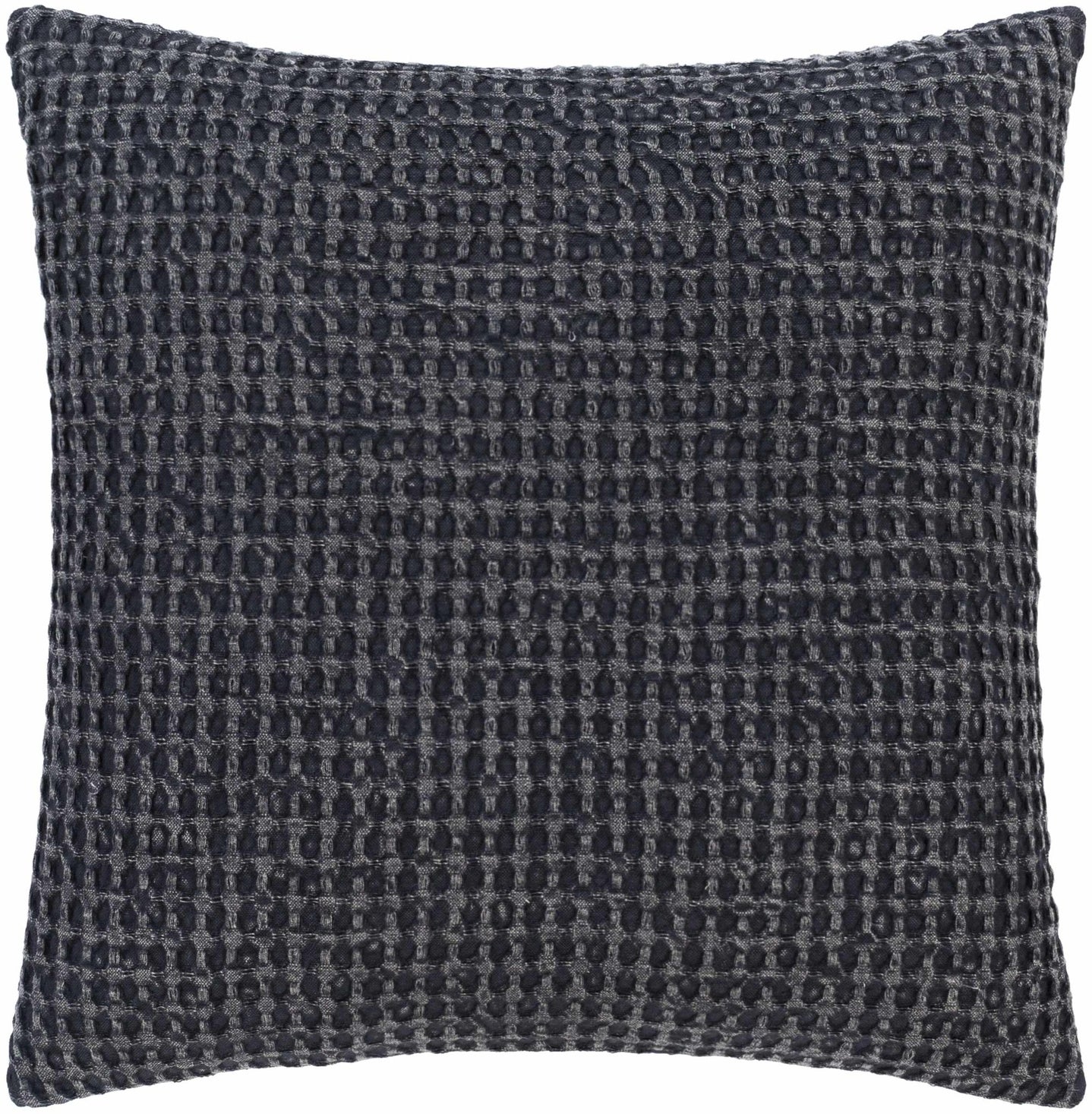 Hand Woven Modern Textured Charcoal Cotton Square Throw Pillow - The Rug Decor
