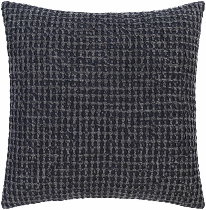 Hand Woven Modern Textured Charcoal Cotton Square Throw Pillow - The Rug Decor