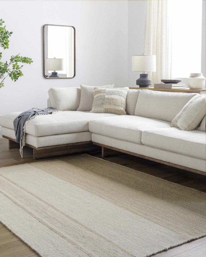Hand Woven Myrna Contemporary Tan And Ivory Area Rug - The Rug Decor