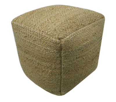 Hand Woven Natural Brown Geometrical Textured Jute Pouf - The Rug Decor