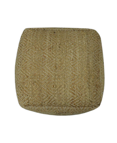 Hand Woven Natural Brown Geometrical Textured Jute Pouf - The Rug Decor