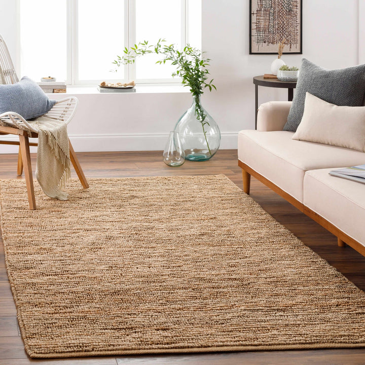 Hand woven Natural Brown Stripes Texture Chunky Jute Multi size Area Rug - The Rug Decor