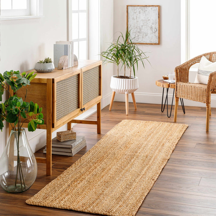 Hand Woven Natural Brown Traditional Jute Braided Multi size Rug - The Rug Decor