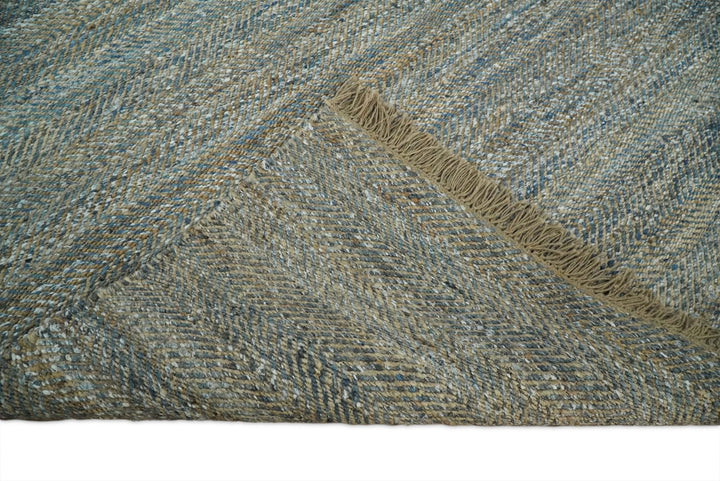 Quick Ship 6x9 Modern Gray And Brown Hand Woven Jute and Art Silk Rug