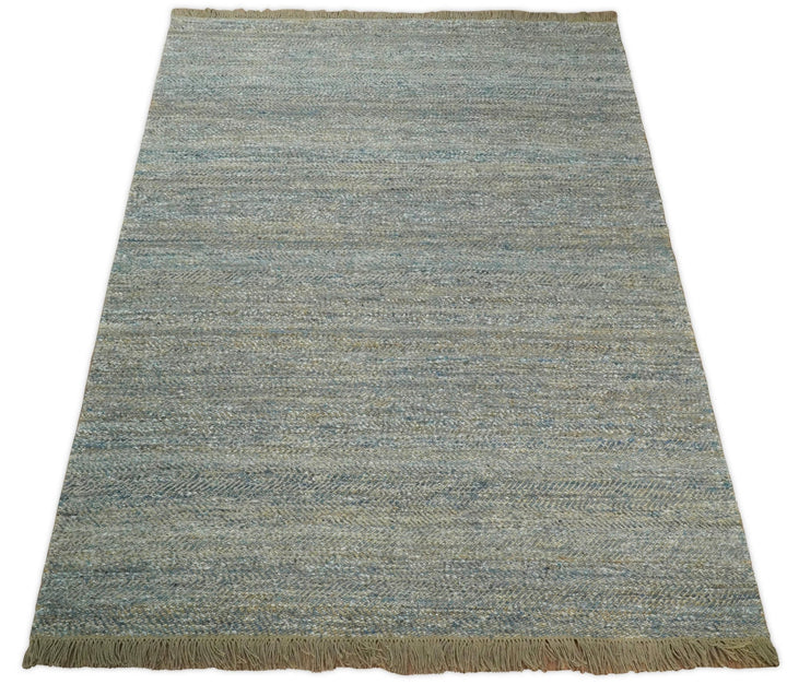 Quick Ship 6x9 Modern Gray And Brown Hand Woven Jute and Art Silk Rug