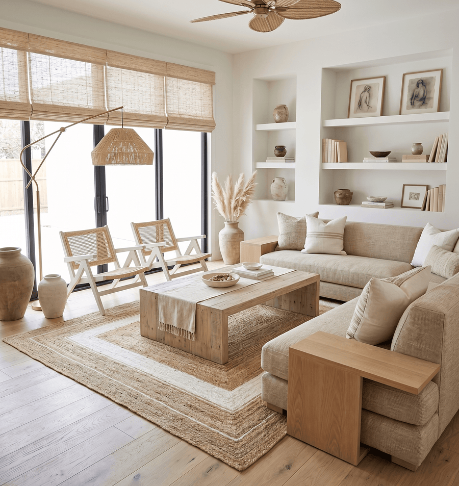 Hand Woven Natural Fiber White and Brown Natural Jute Rug - The Rug Decor