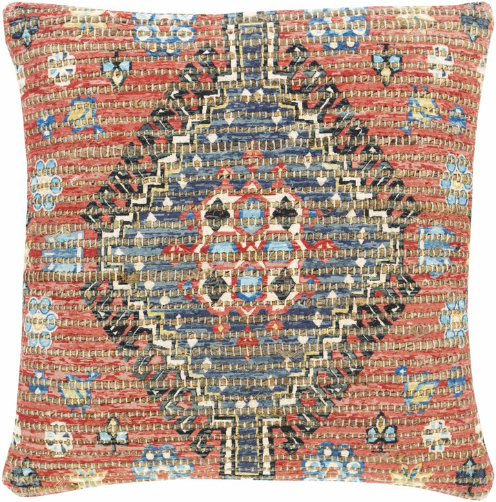 Hand Woven Peach and Blue Tribal Design Square Throw Pillow - The Rug Decor